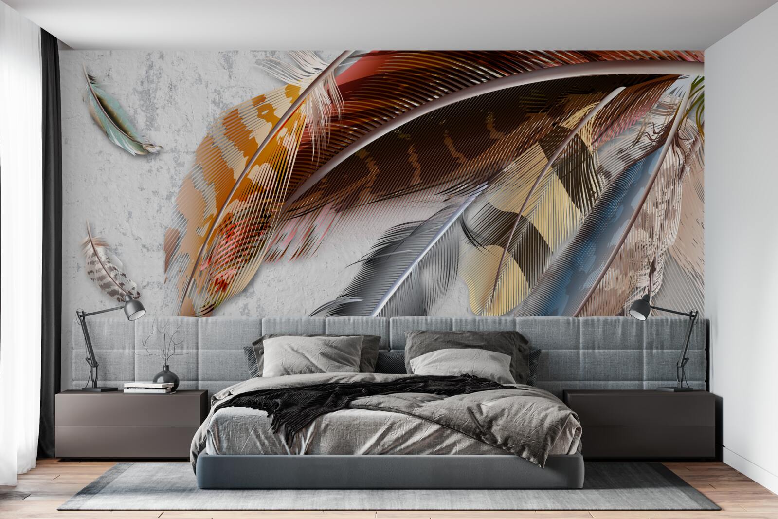 Fotobehang veren van verschillende vogelsoorten