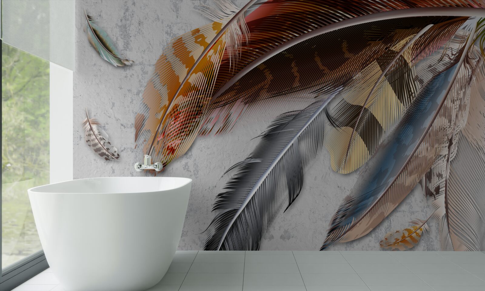 Fotobehang veren van verschillende vogelsoorten