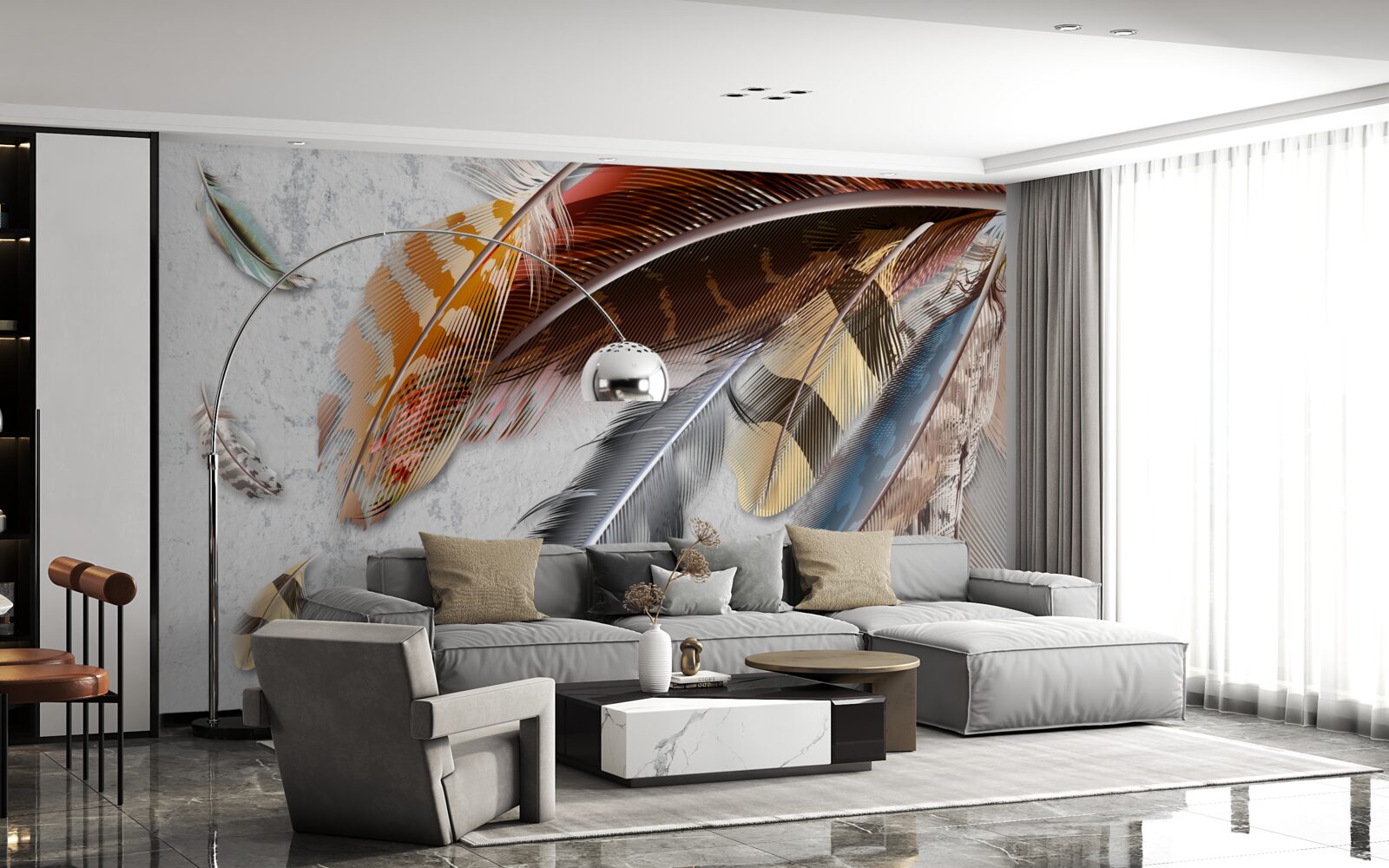 Fotobehang veren van verschillende vogelsoorten