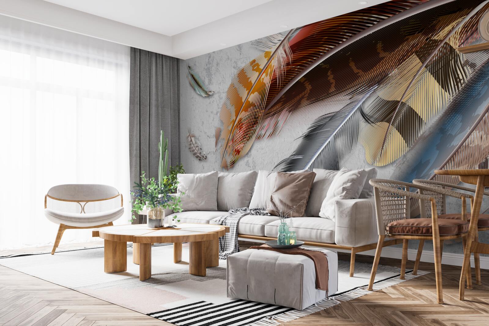 Fotobehang veren van verschillende vogelsoorten