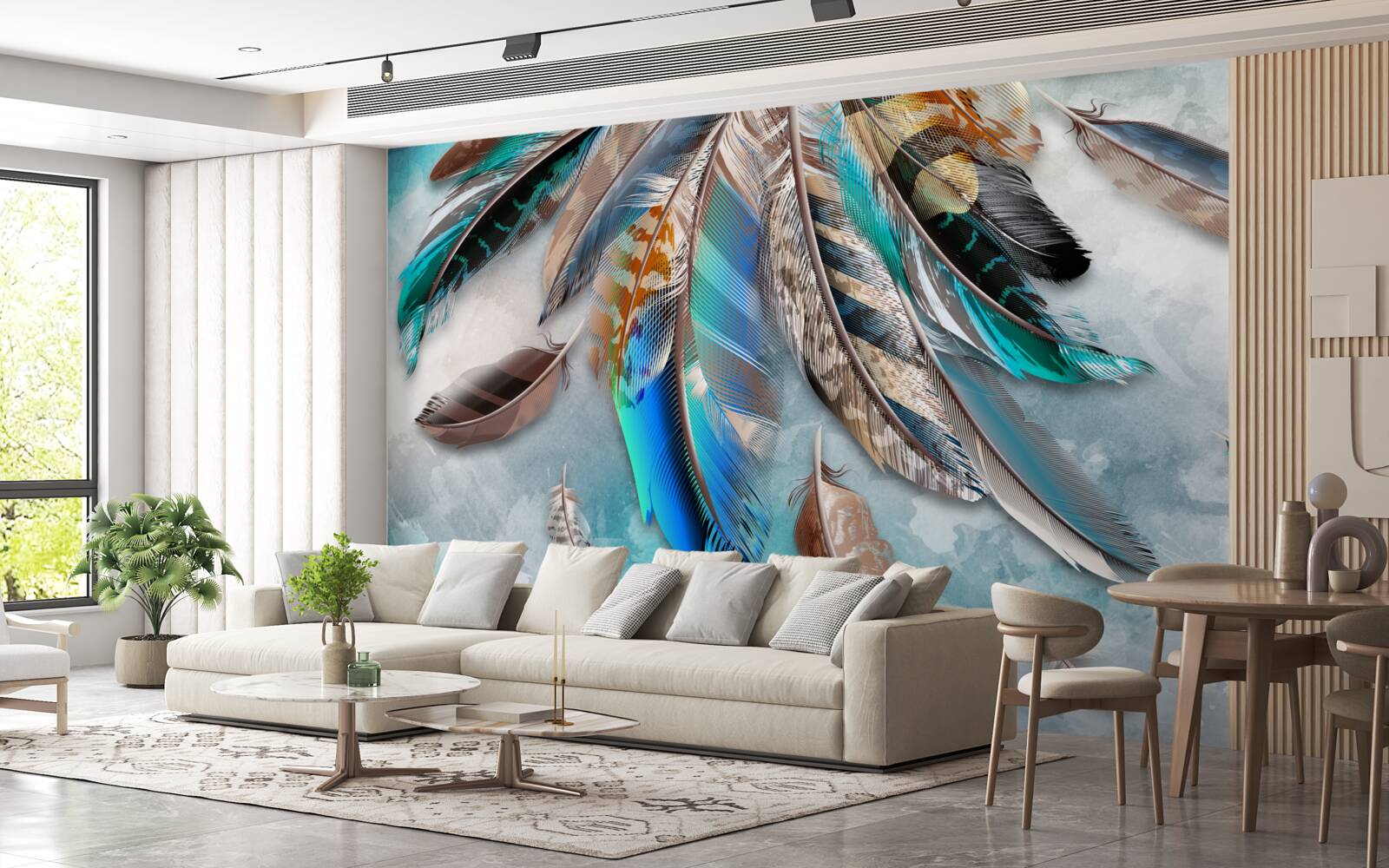 Fotobehang helder, veelkleurig verenkleed