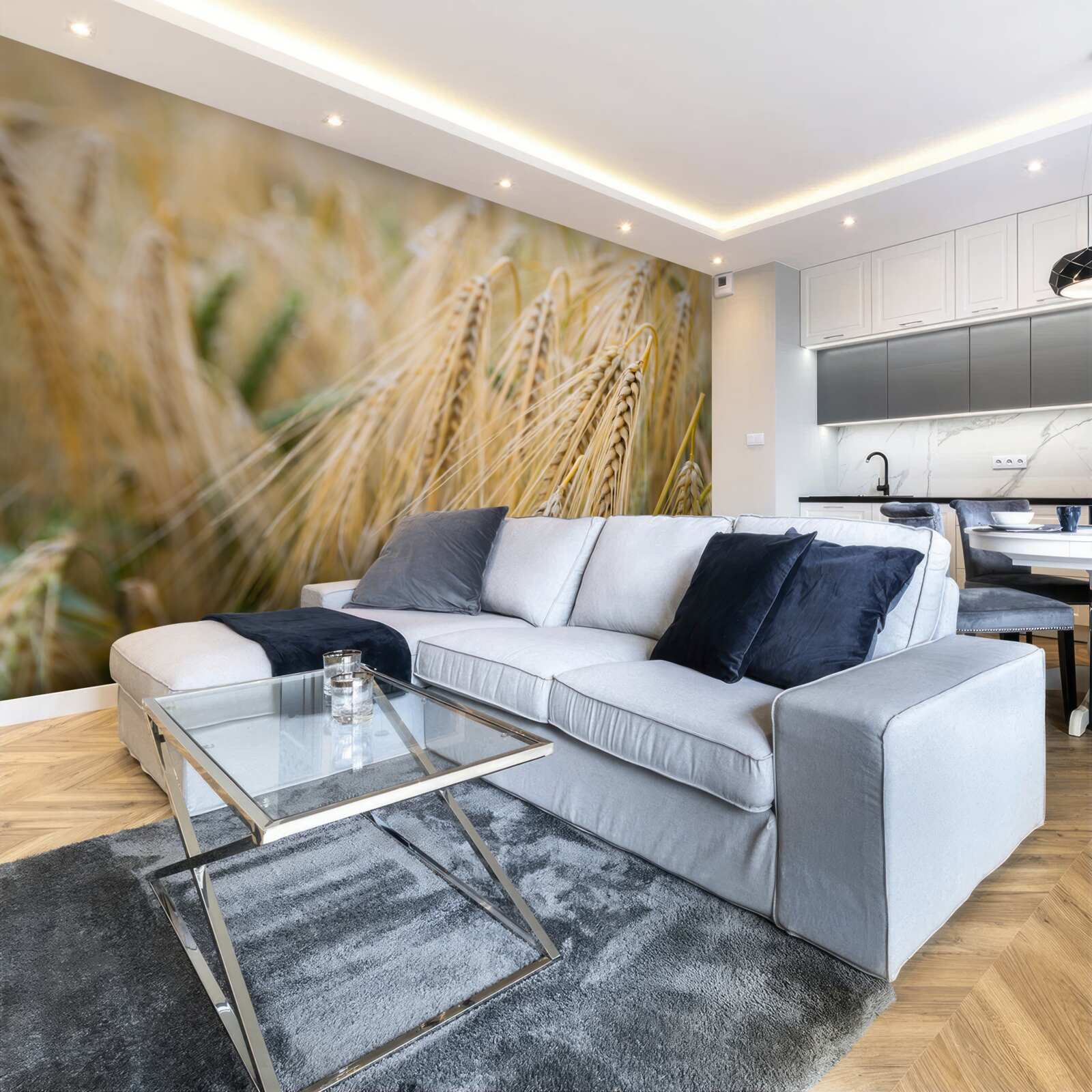 Fotobehang veld met rijpende tarwearen