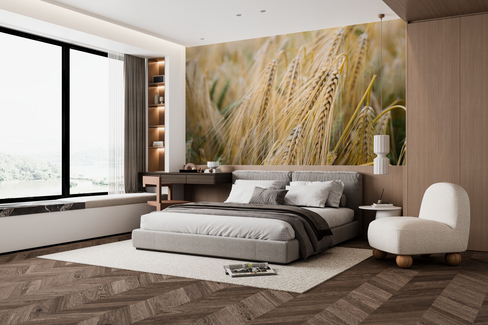 Fotobehang veld met rijpende tarwearen