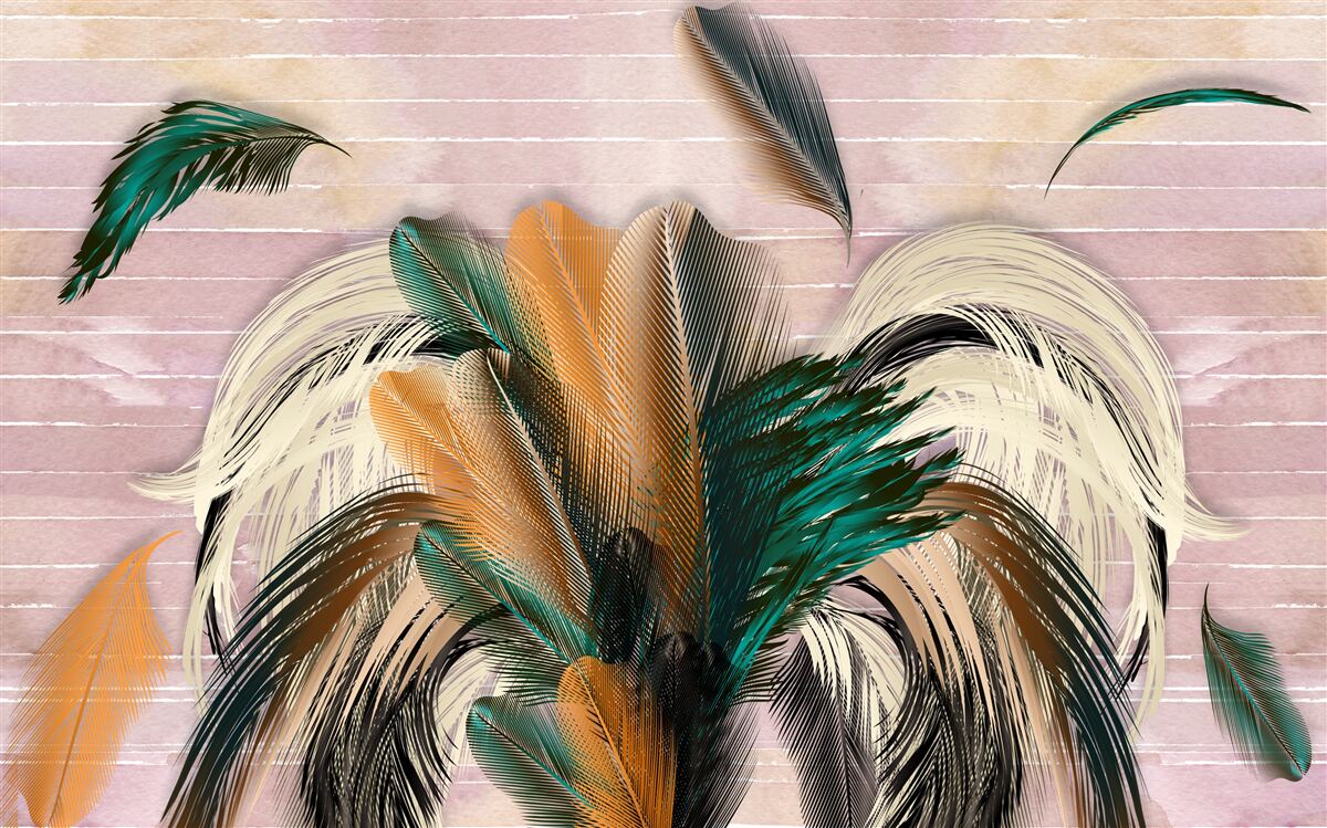 Fotobehang verzameling veren in een boeket