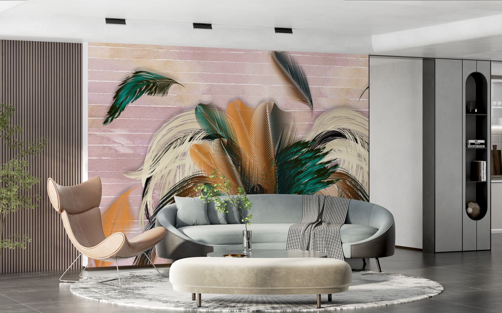 Fotobehang verzameling veren in een boeket