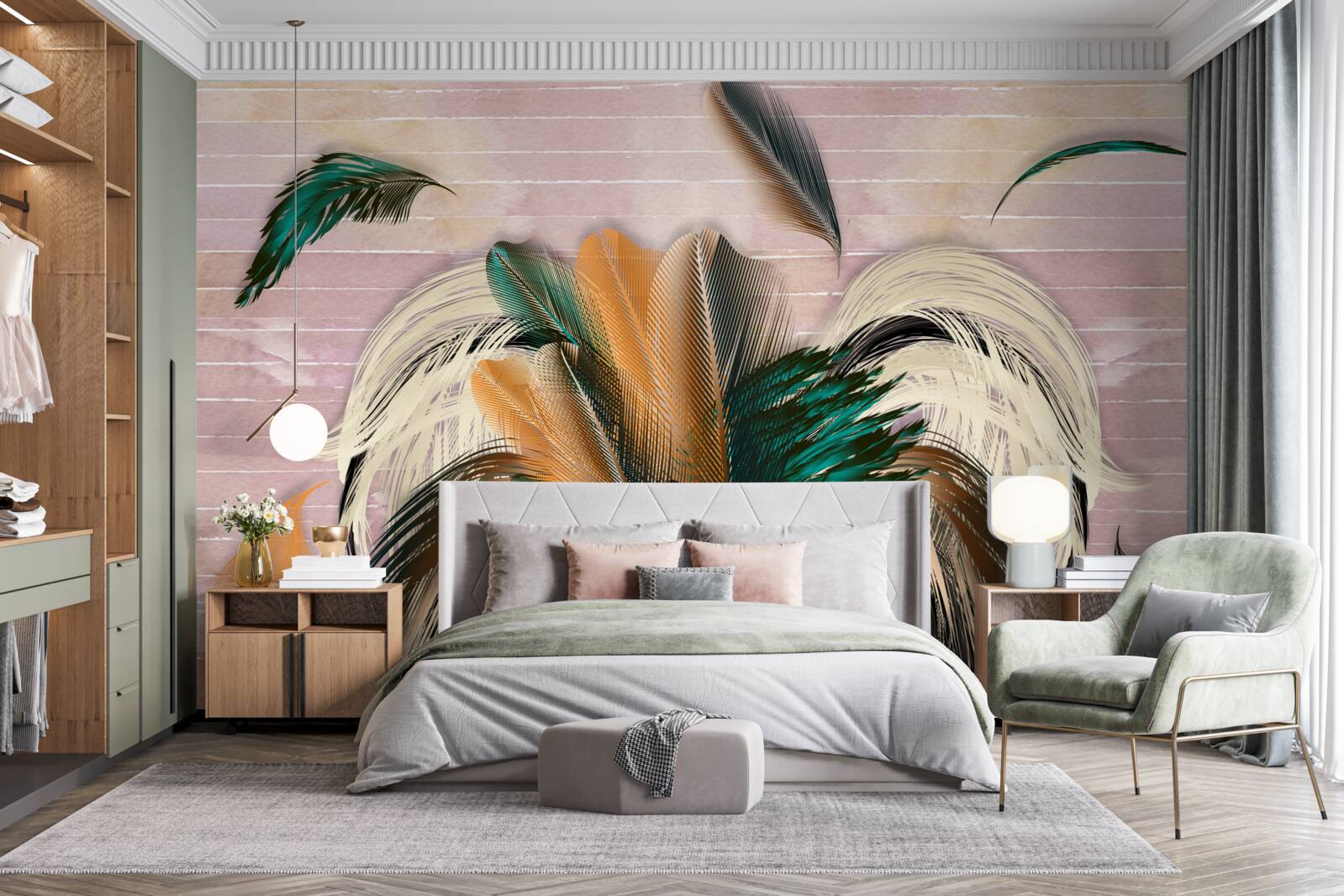 Fotobehang verzameling veren in een boeket