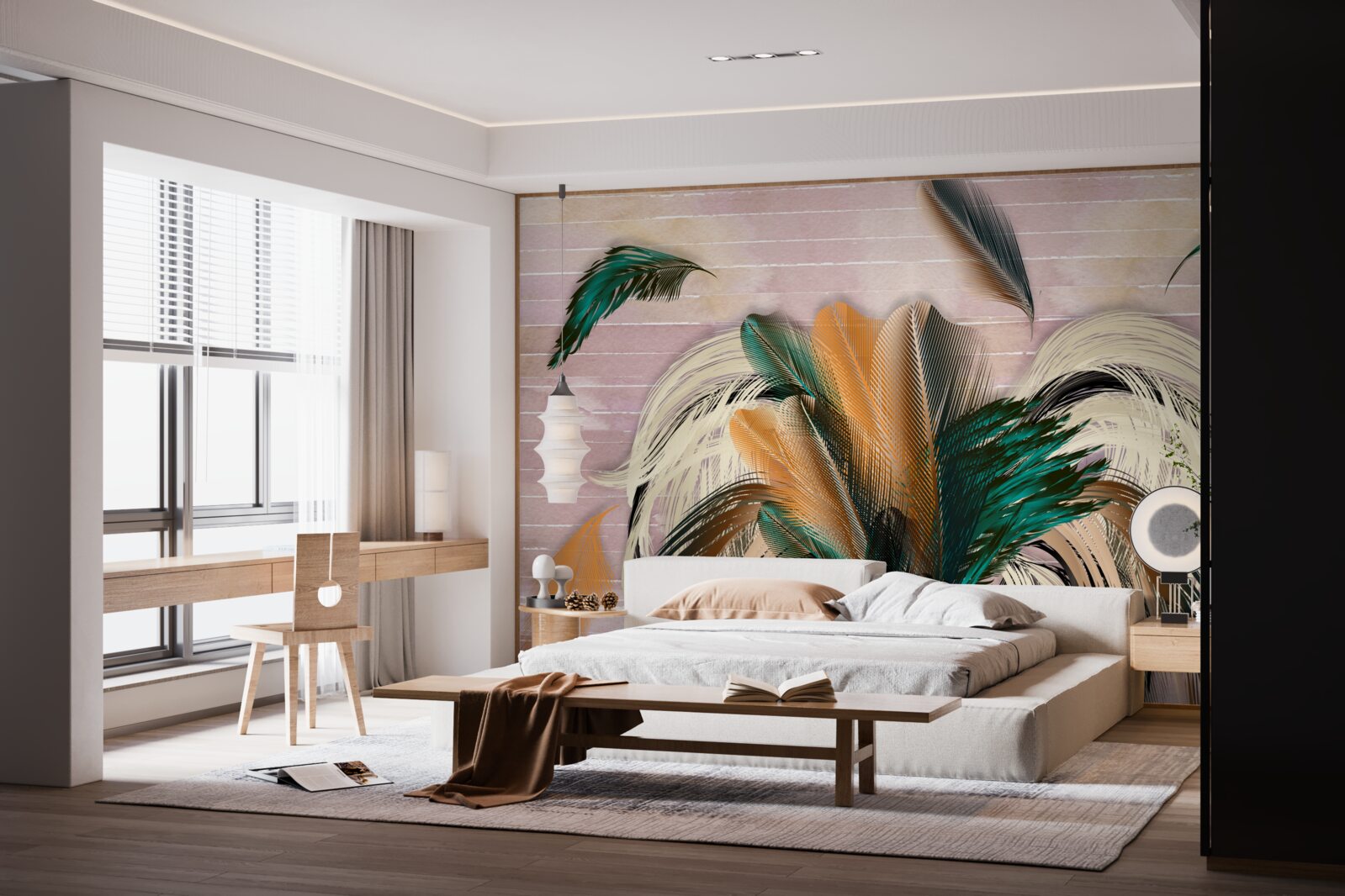 Fotobehang verzameling veren in een boeket