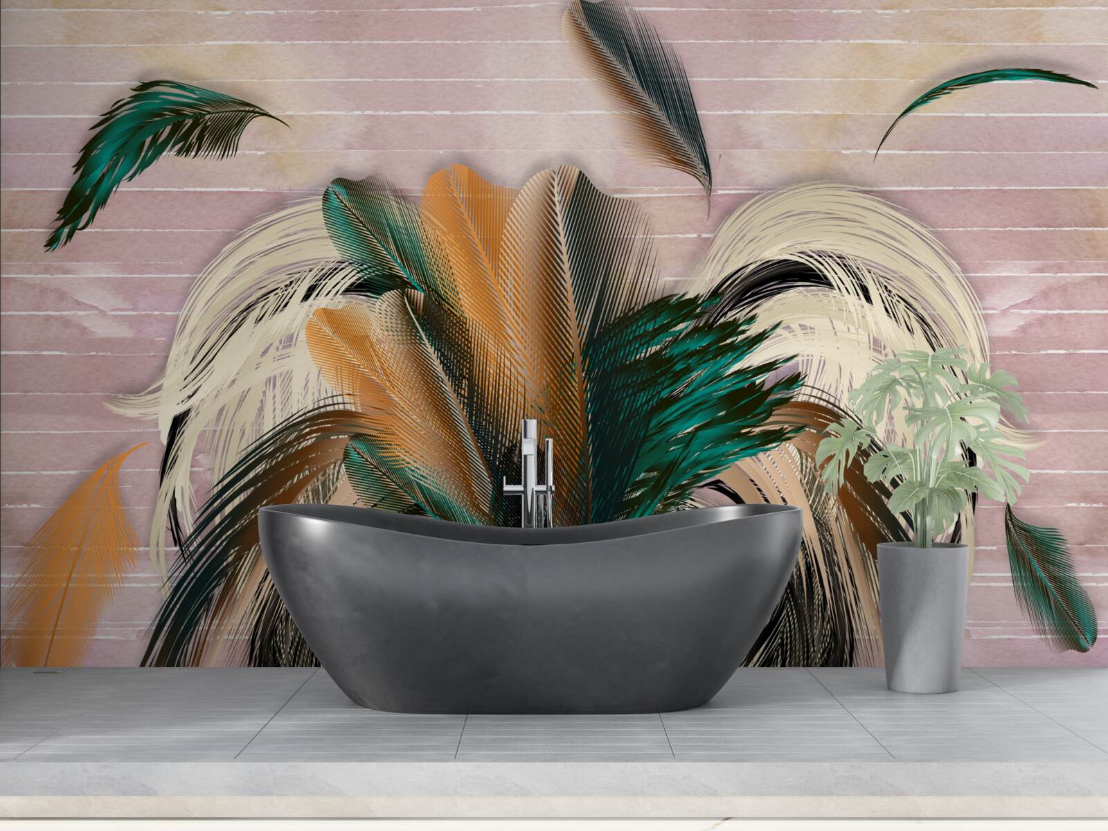 Fotobehang verzameling veren in een boeket