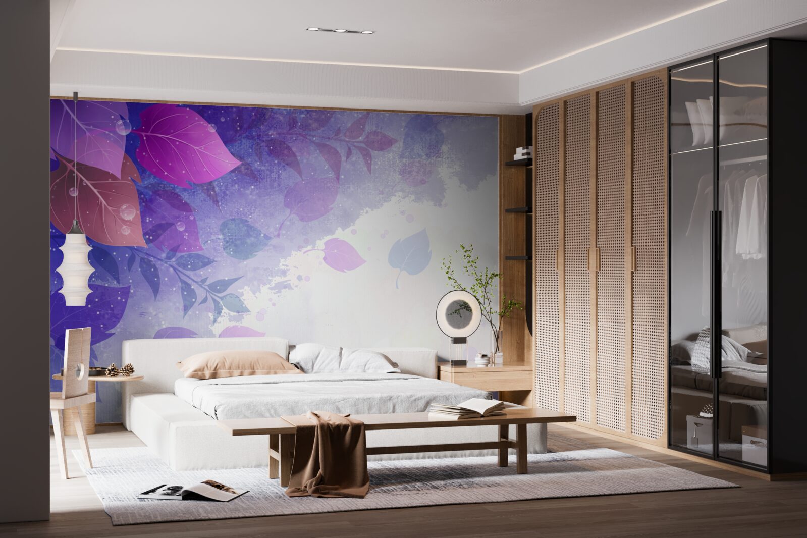 Fotobehang paarse herfstbladeren