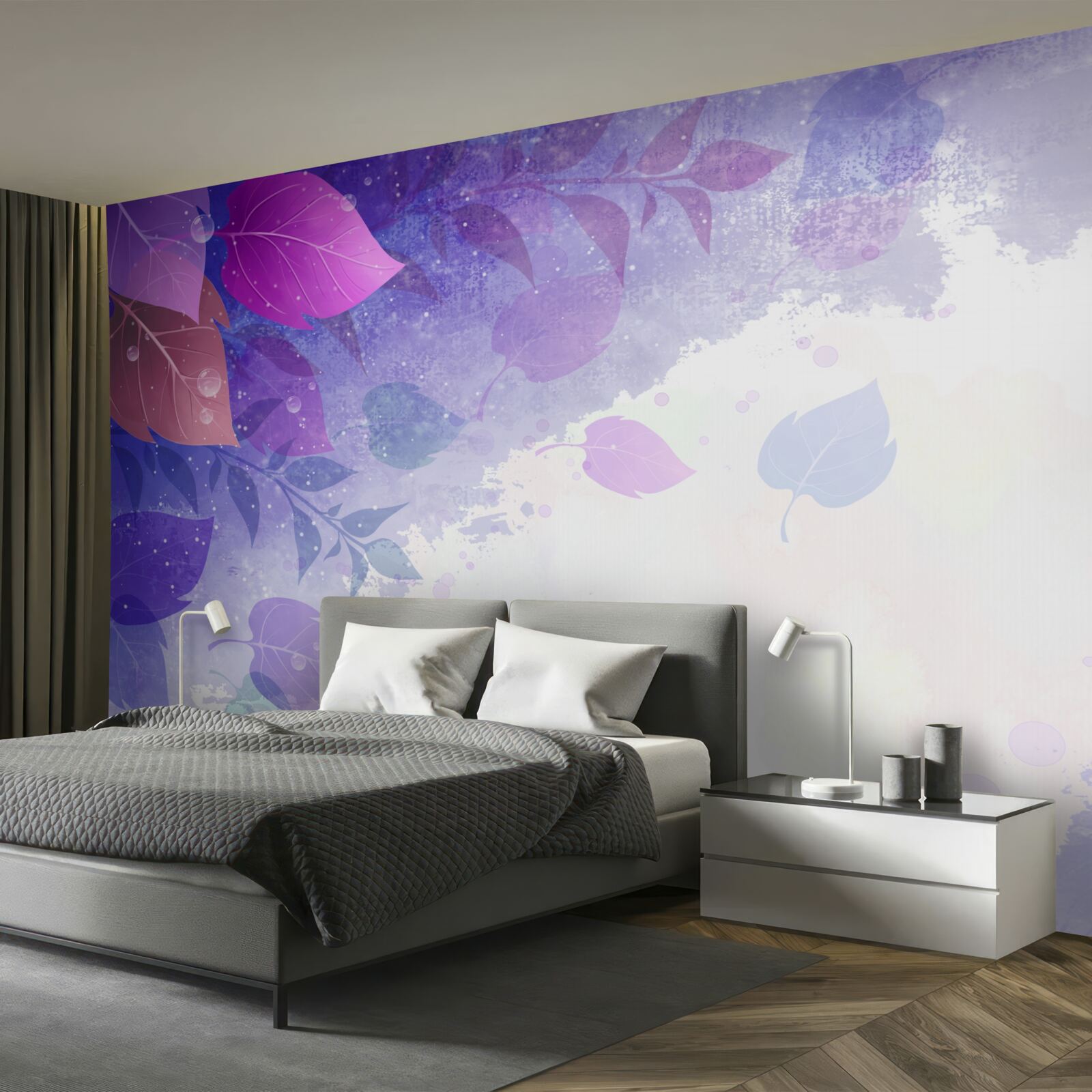 Fotobehang paarse herfstbladeren