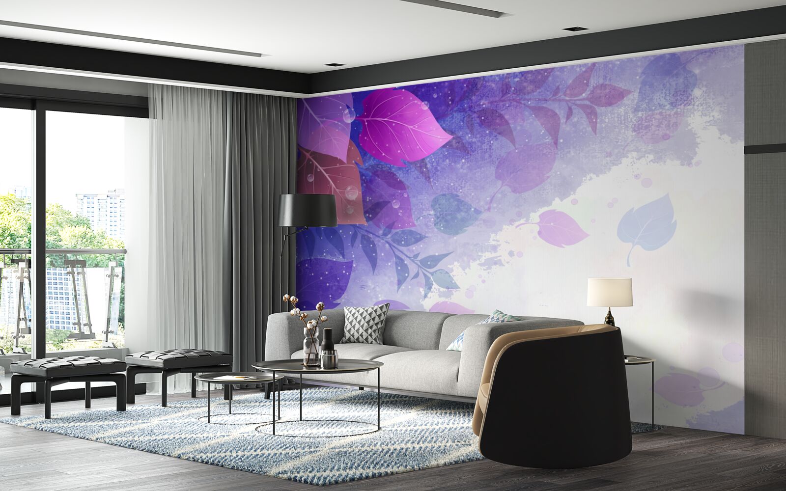 Fotobehang paarse herfstbladeren