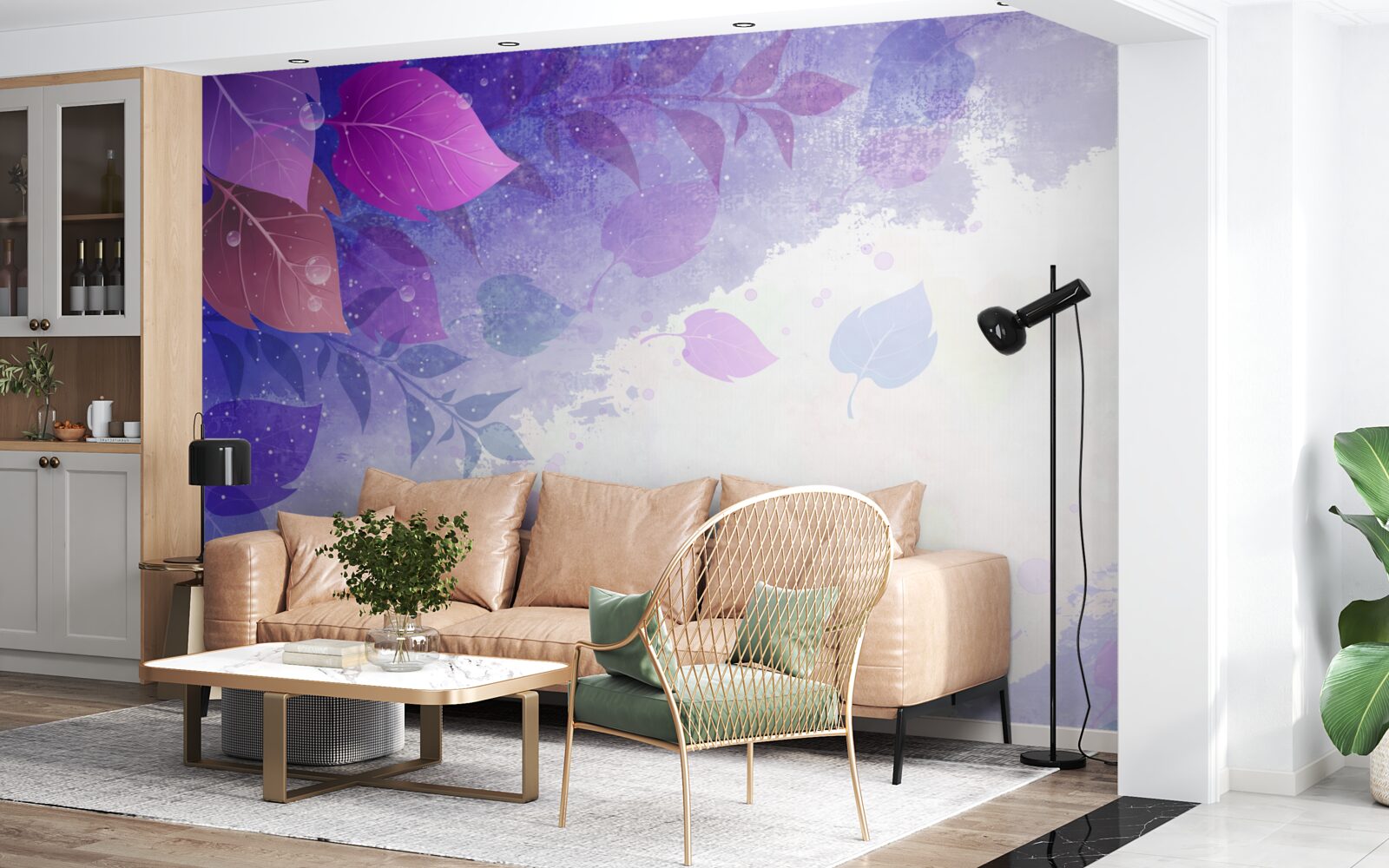 Fotobehang paarse herfstbladeren