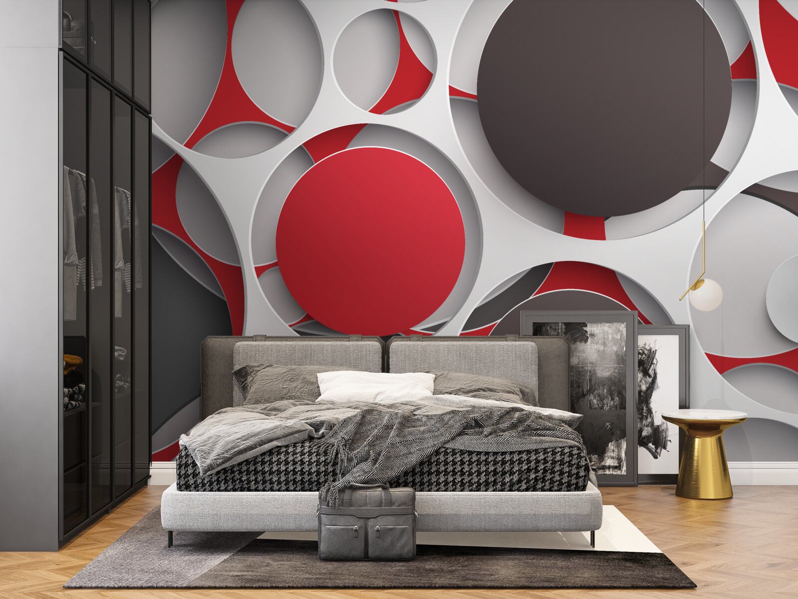 Fotobehang gaas met gekleurde wielen