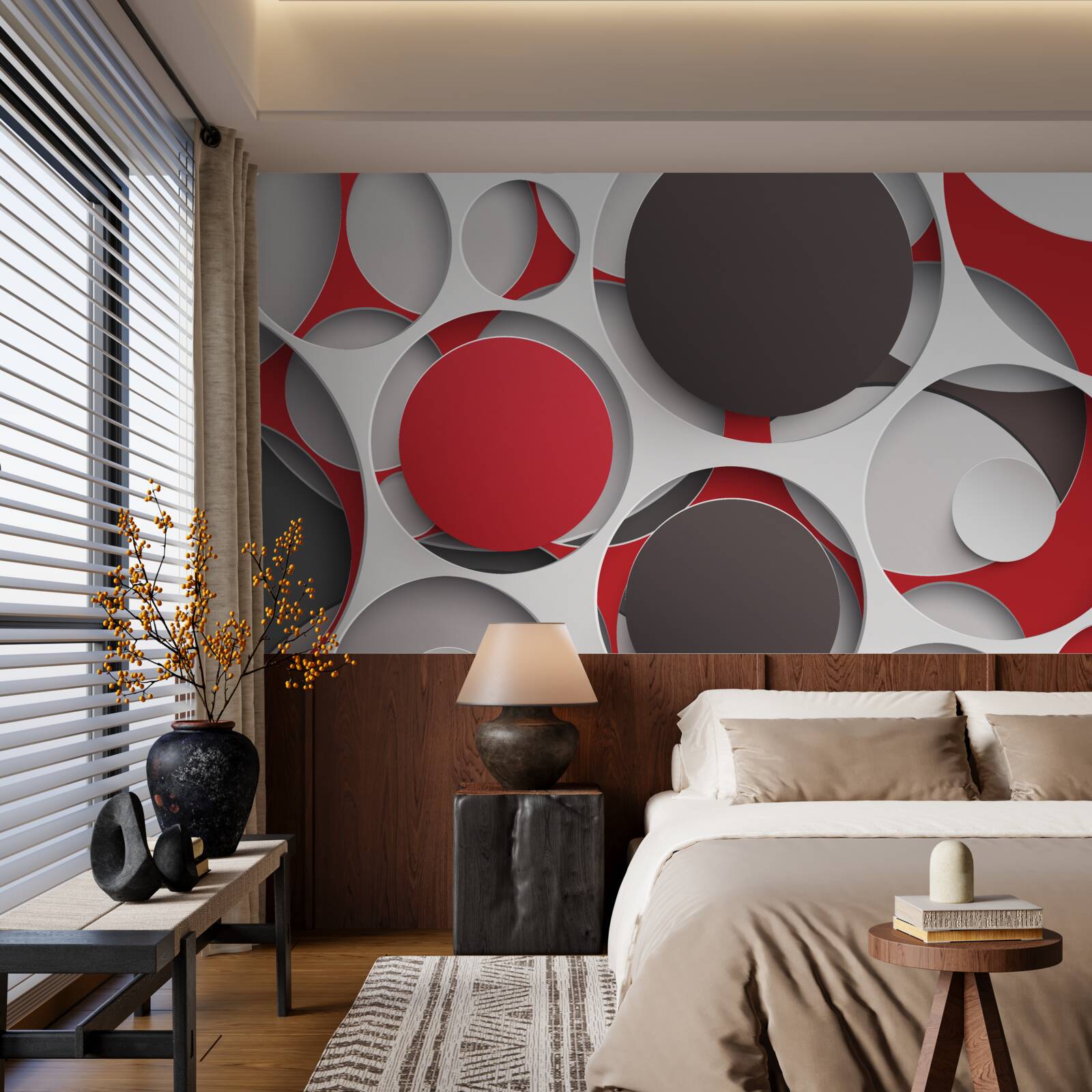 Fotobehang gaas met gekleurde wielen