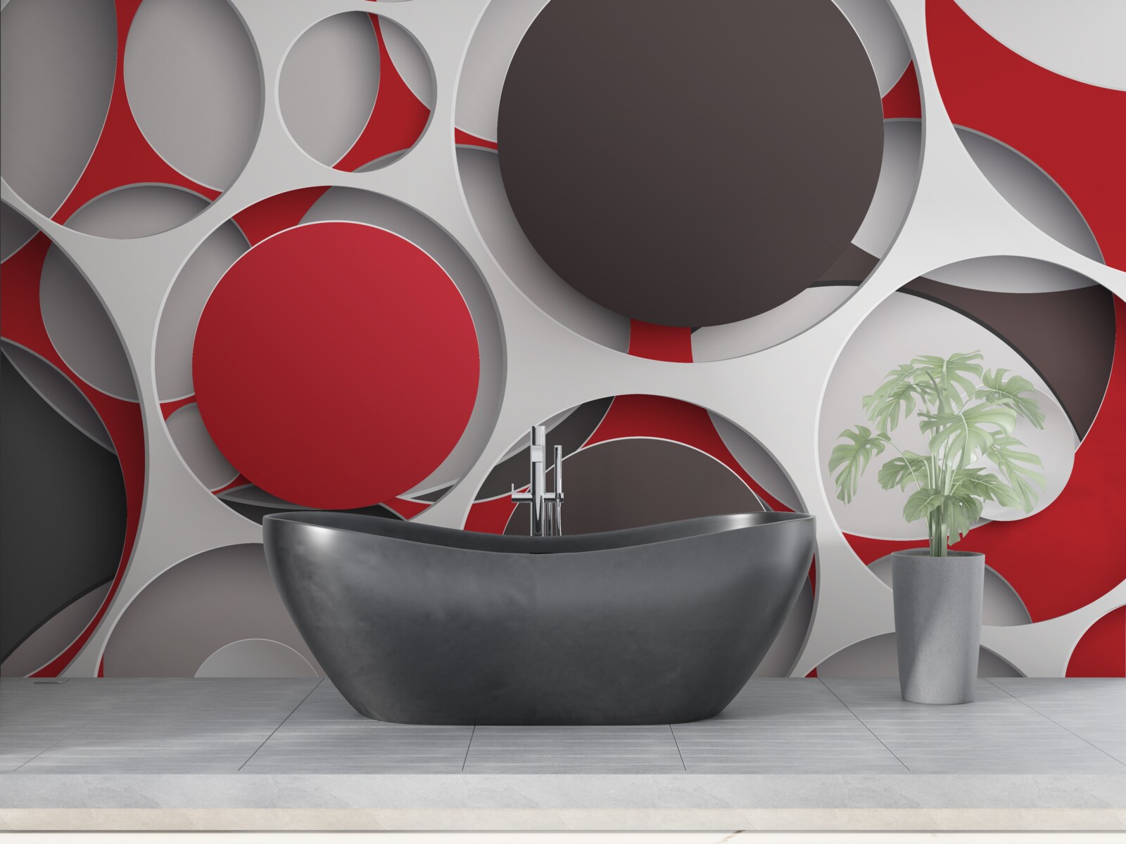 Fotobehang gaas met gekleurde wielen