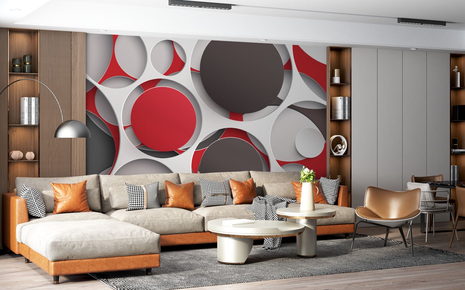 Fotobehang gaas met gekleurde wielen