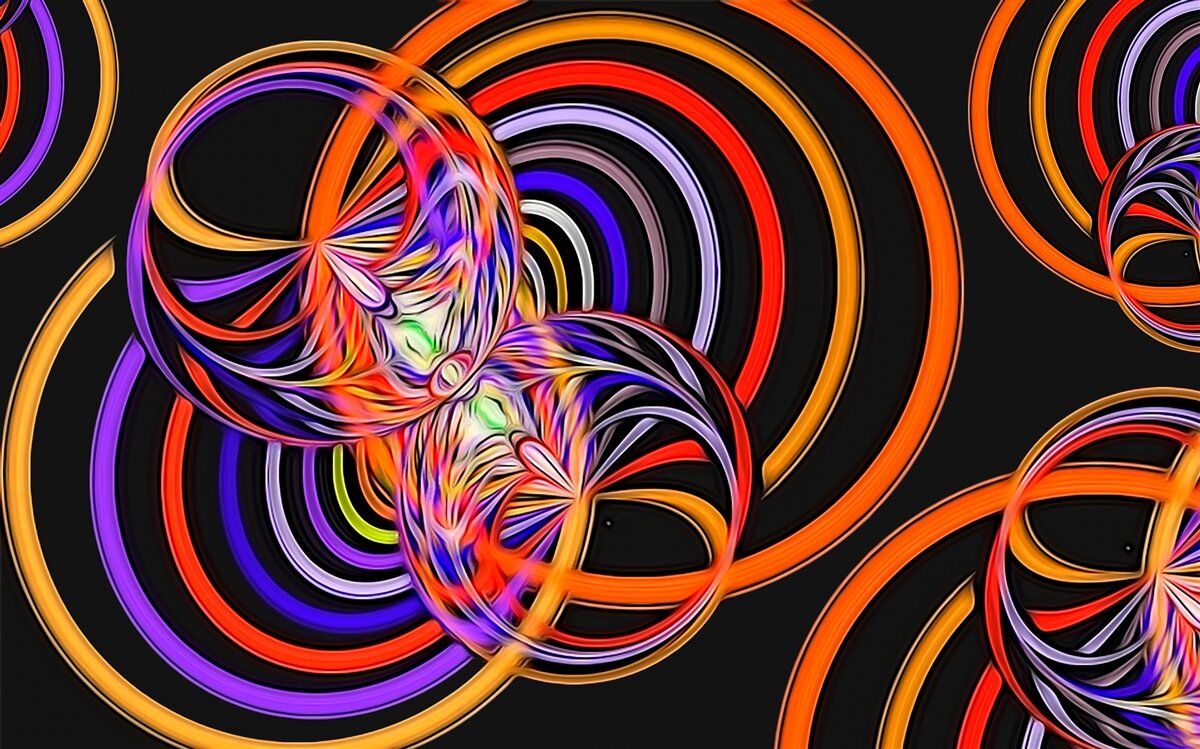 Fotobehang ringen gevuld met gekleurde bellen