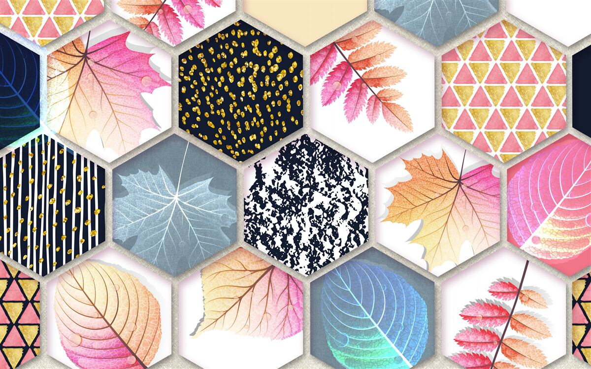 Fotobehang mozaïek van herfstbladeren