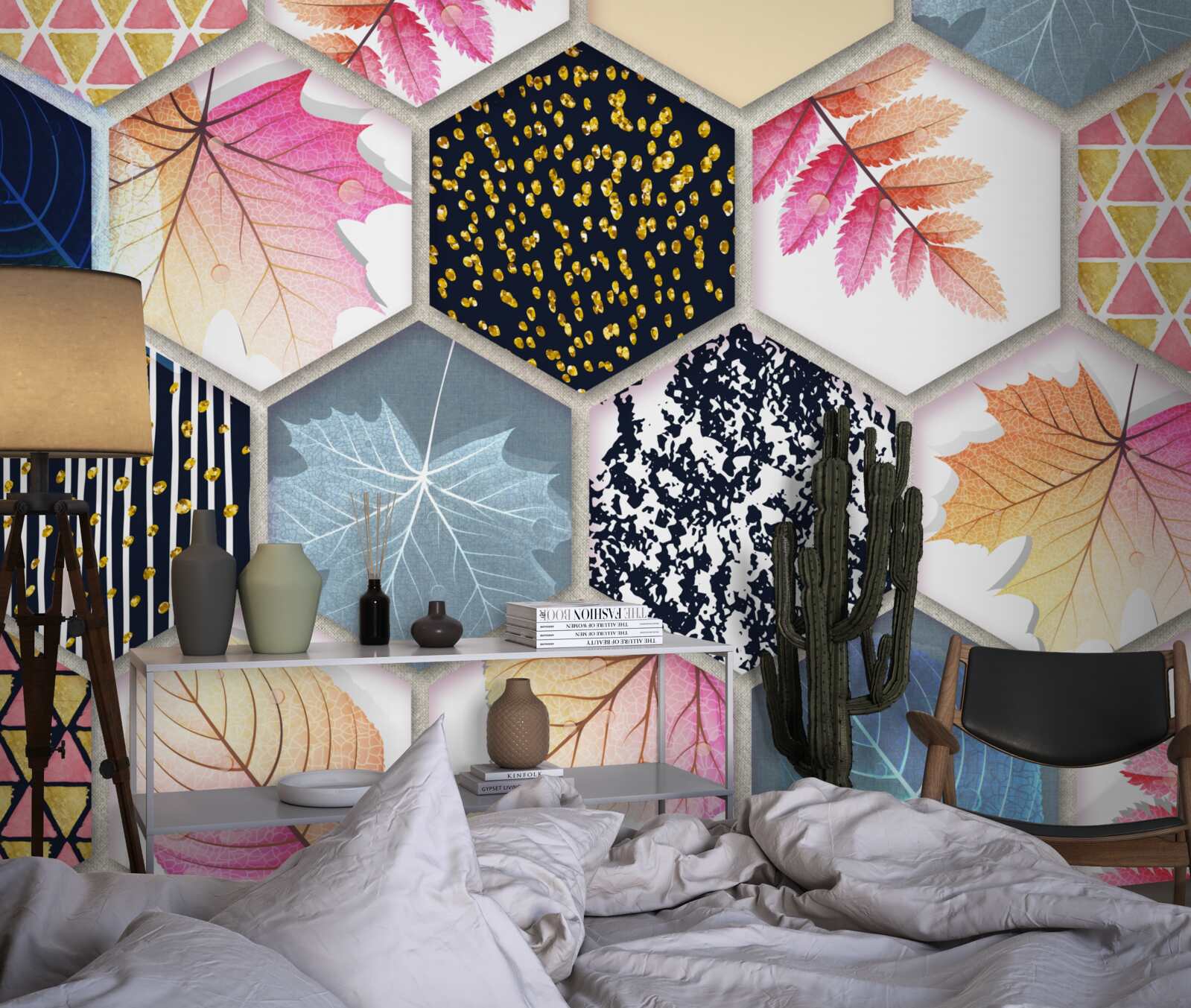 Fotobehang mozaïek van herfstbladeren