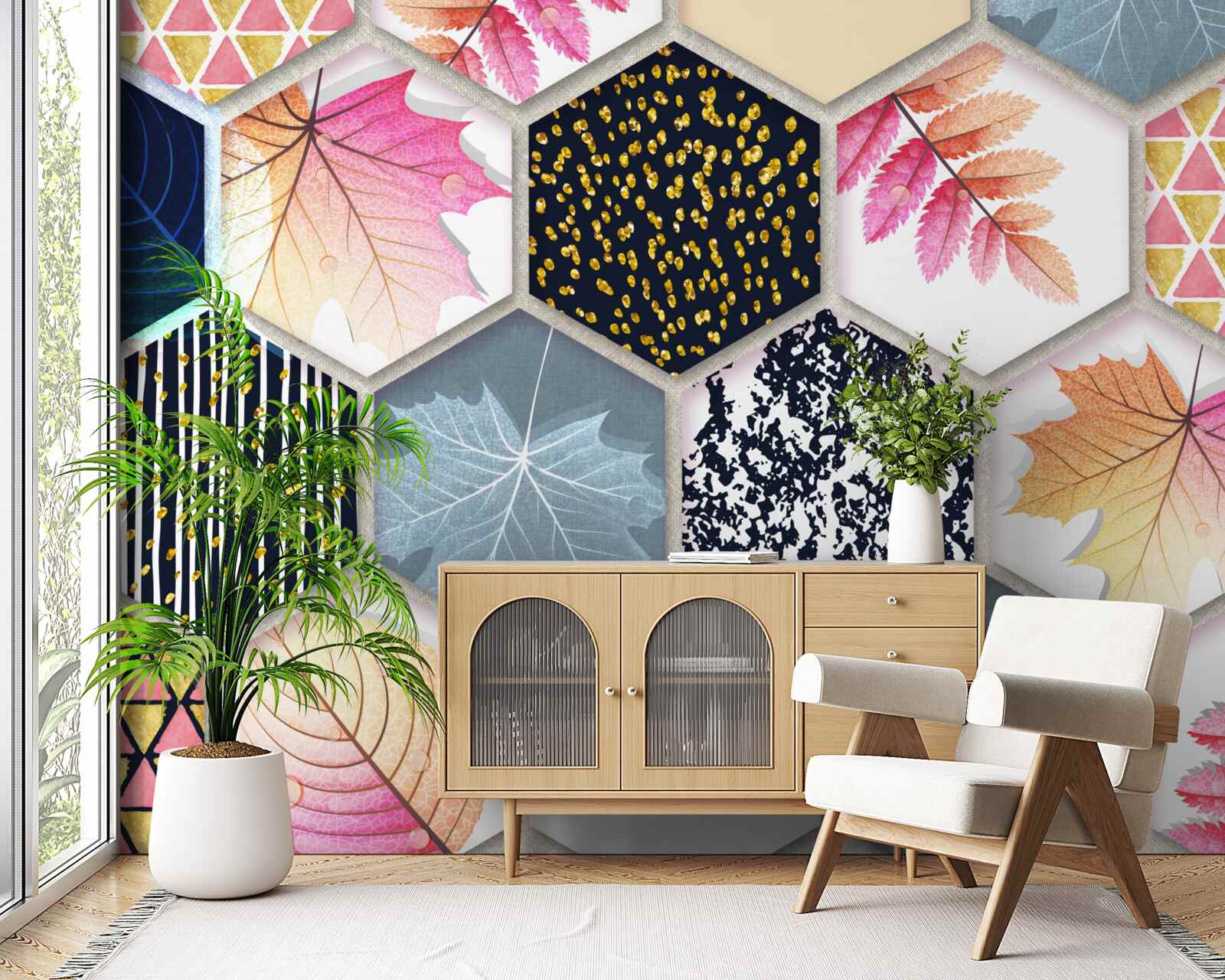 Fotobehang mozaïek van herfstbladeren