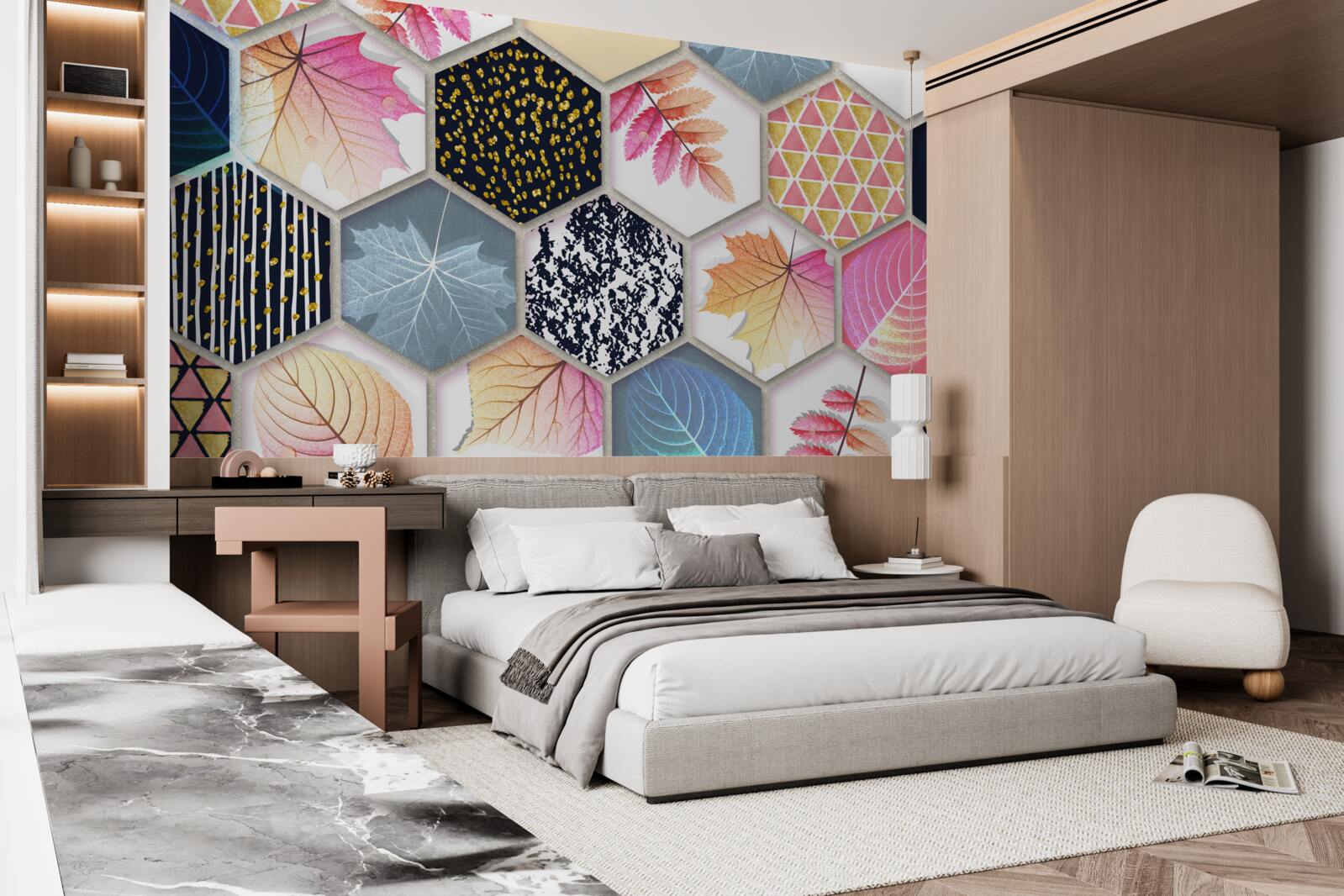 Fotobehang mozaïek van herfstbladeren