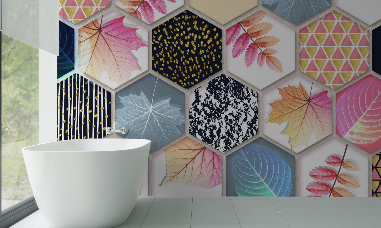 Fotobehang mozaïek van herfstbladeren