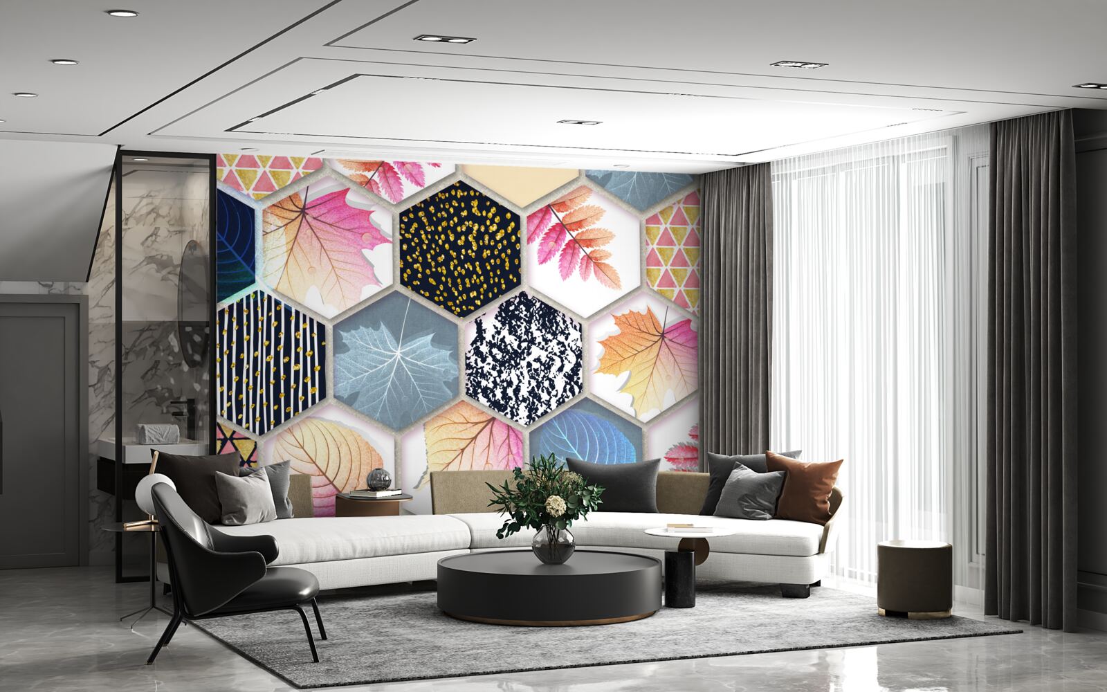 Fotobehang mozaïek van herfstbladeren