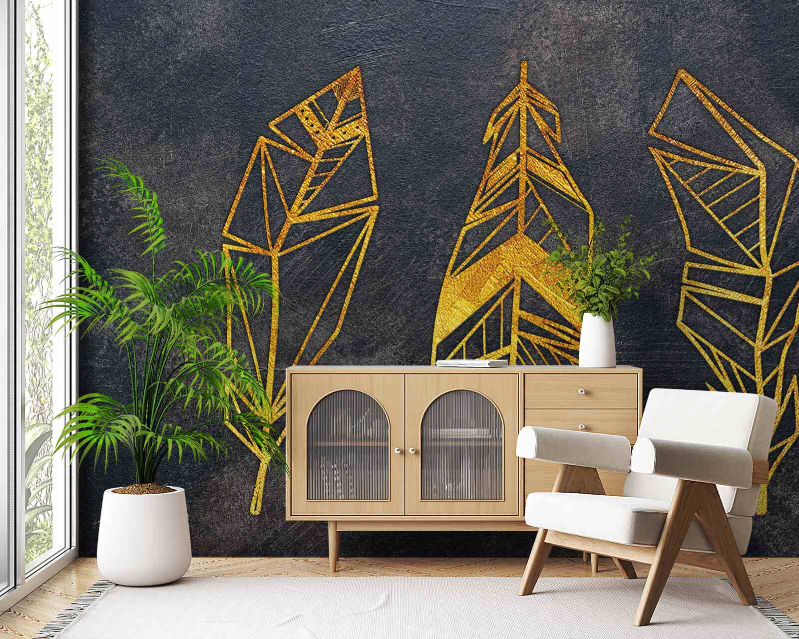 Fotobehang complexe geometrische structuur van de bladeren