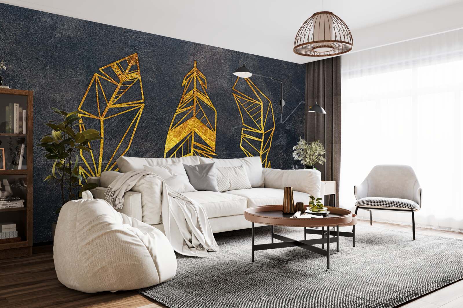 Fotobehang complexe geometrische structuur van de bladeren