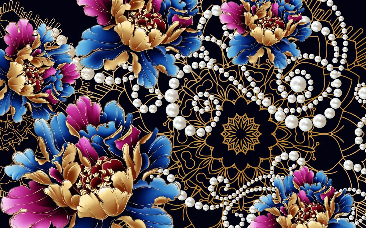 Fotobehang Juwelen en bloemen creëren een abstracte set