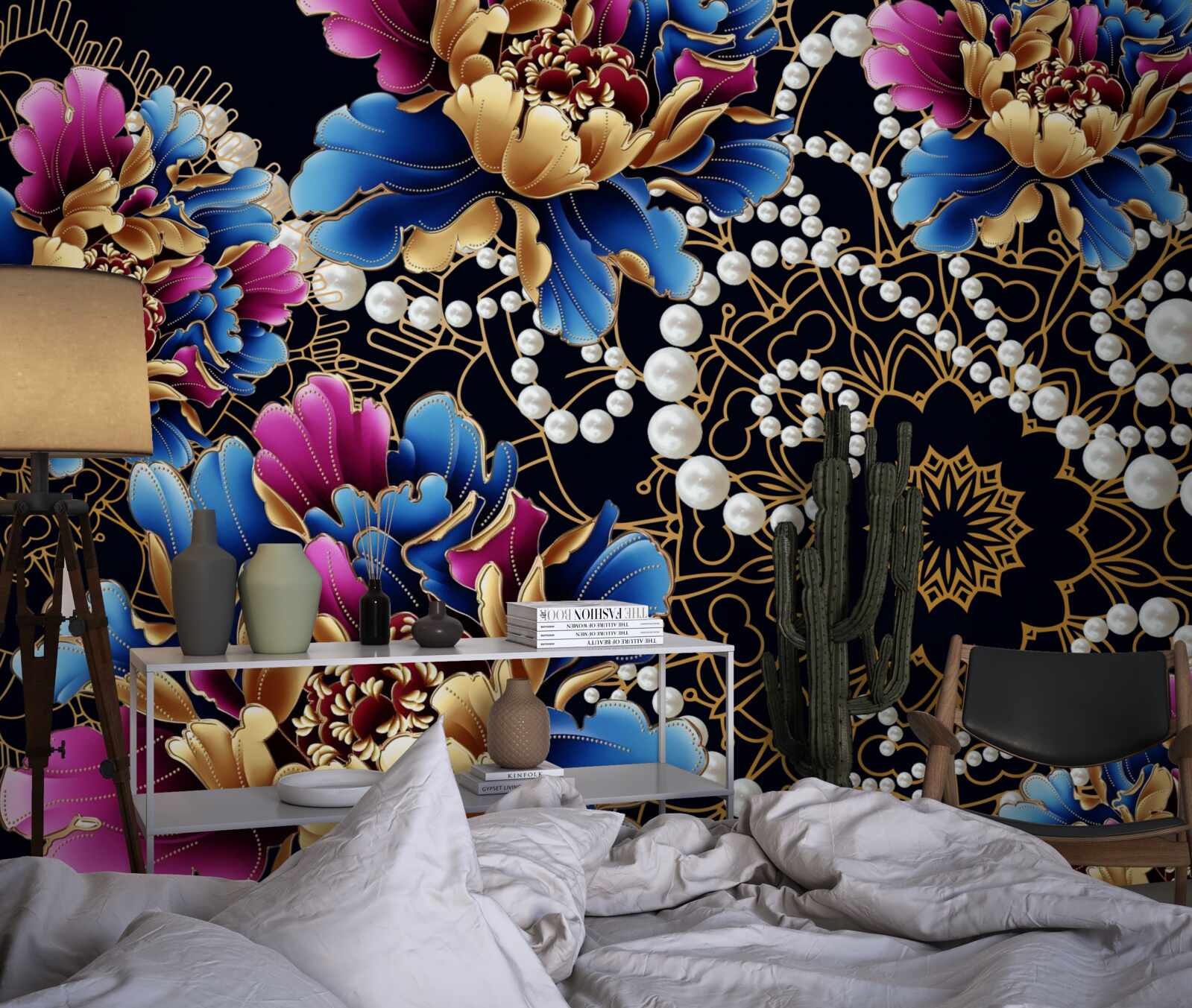 Fotobehang Juwelen en bloemen creëren een abstracte set