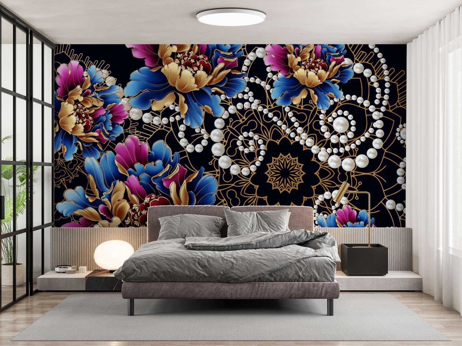 Fotobehang Juwelen en bloemen creëren een abstracte set