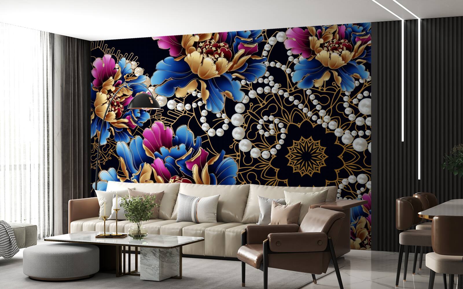 Fotobehang Juwelen en bloemen creëren een abstracte set