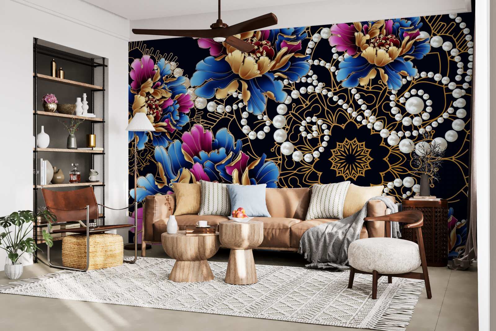 Fotobehang Juwelen en bloemen creëren een abstracte set