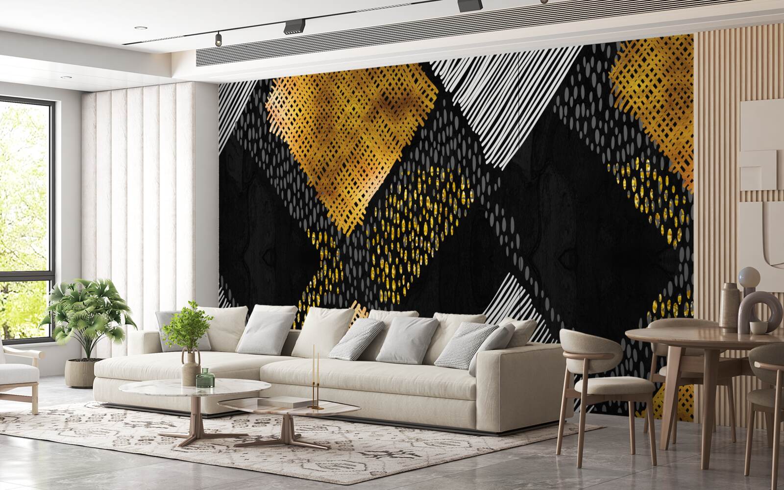 Fotobehang bergtoppen, zwart en goud