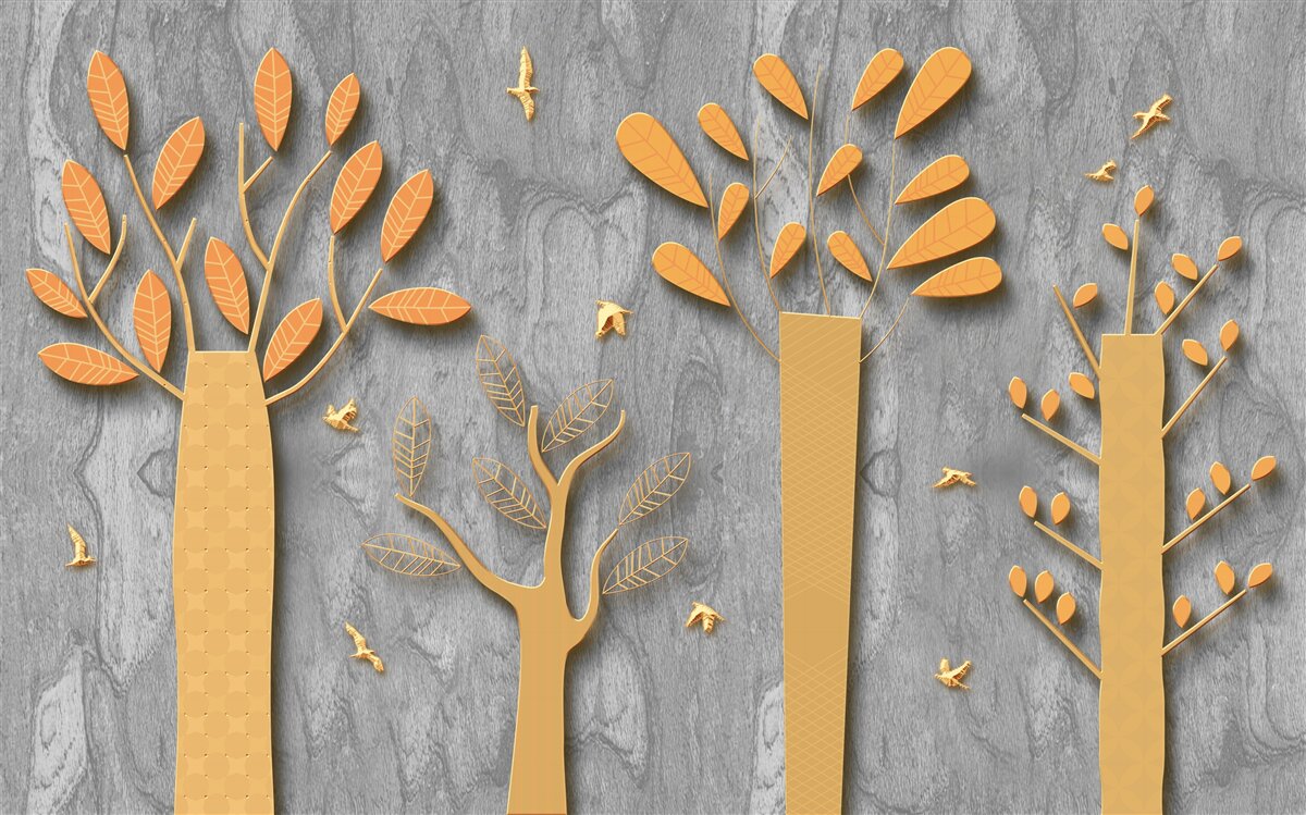 Fotobehang gouden abstractie van een herfstbos