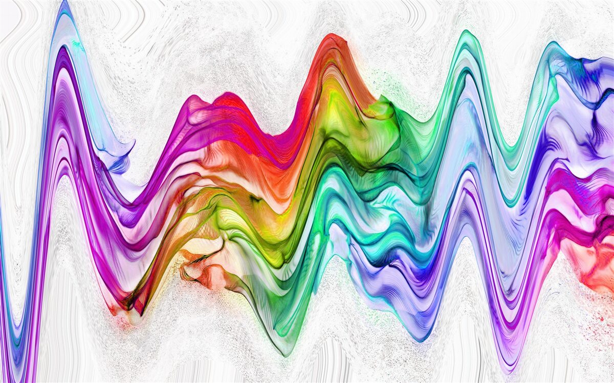 Fotobehang geluidsgolf gecombineerd met heldere lijnen