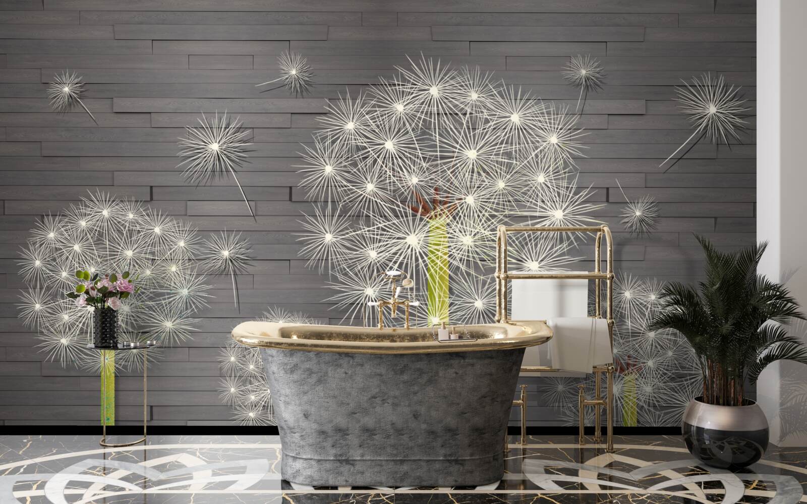 Fotobehang zomer paardenbloemen