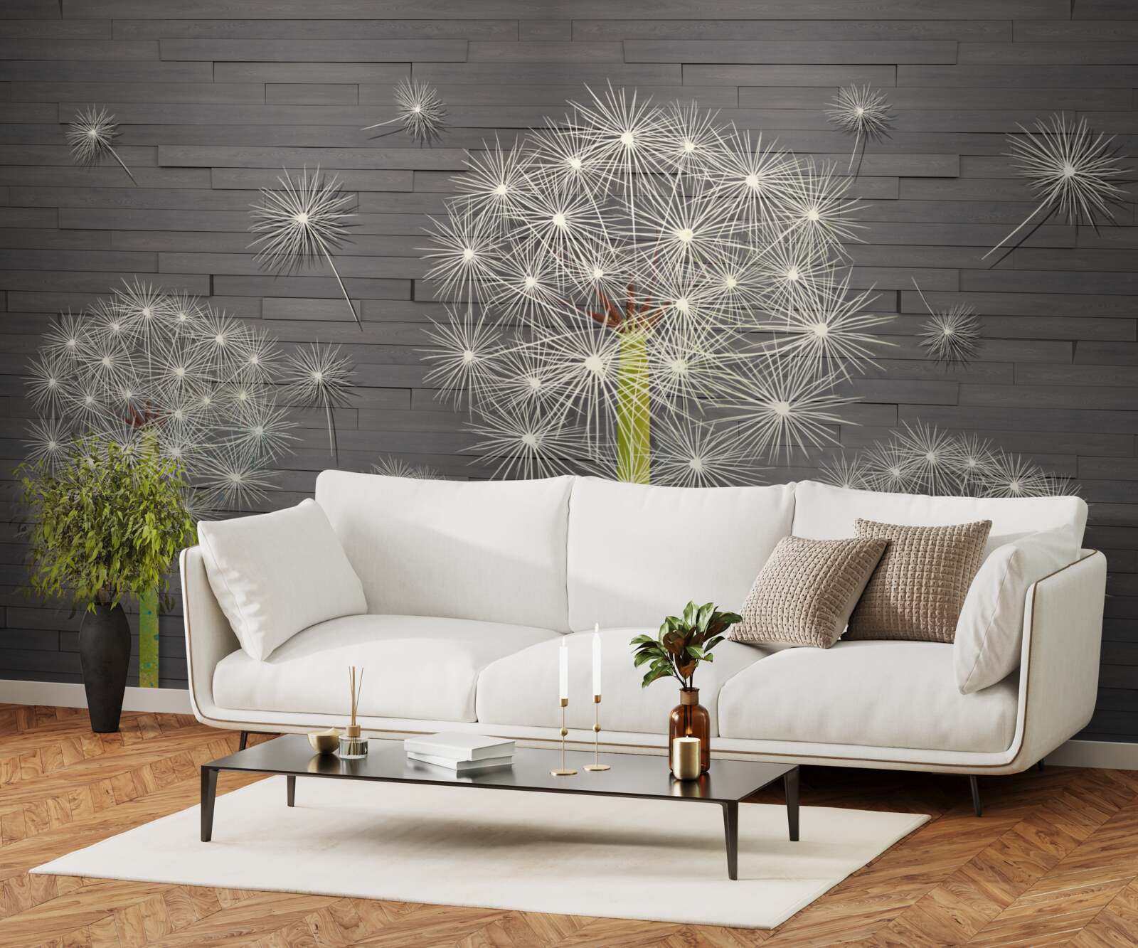 Fotobehang zomer paardenbloemen