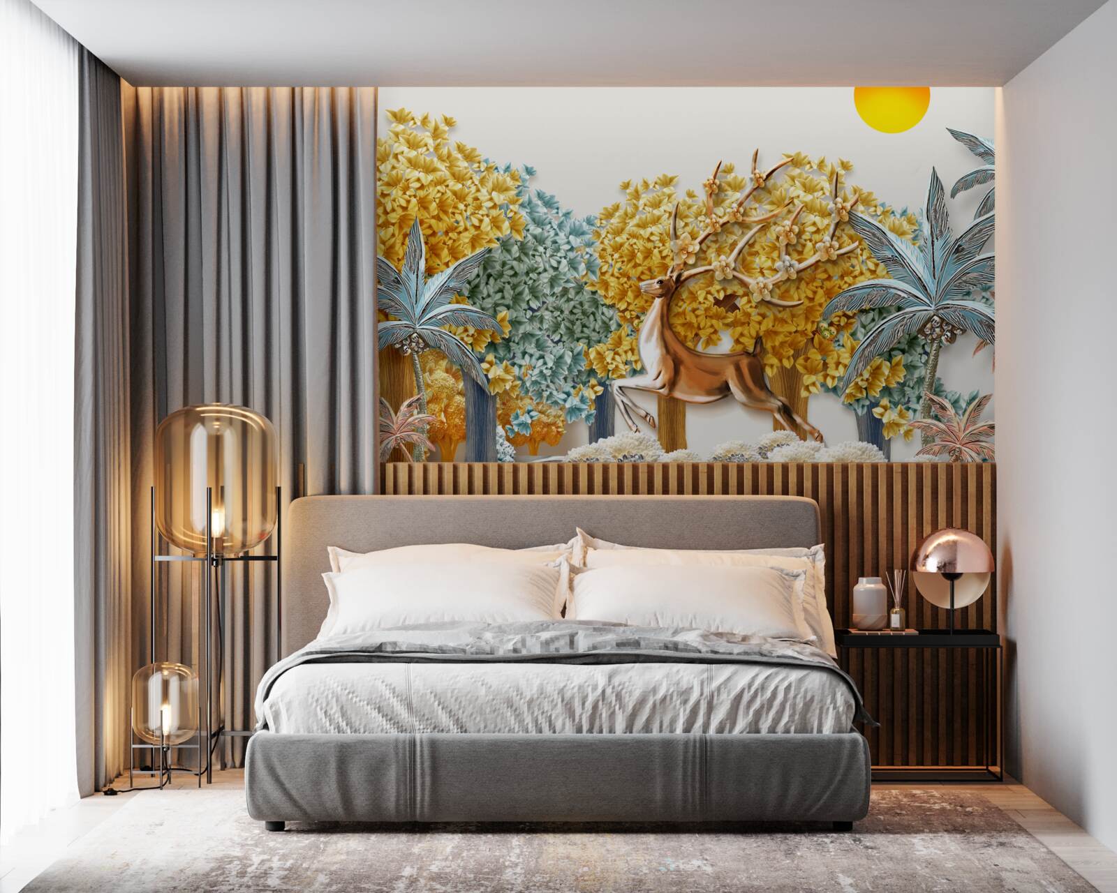 Fotobehang springende herten in een tropisch bos