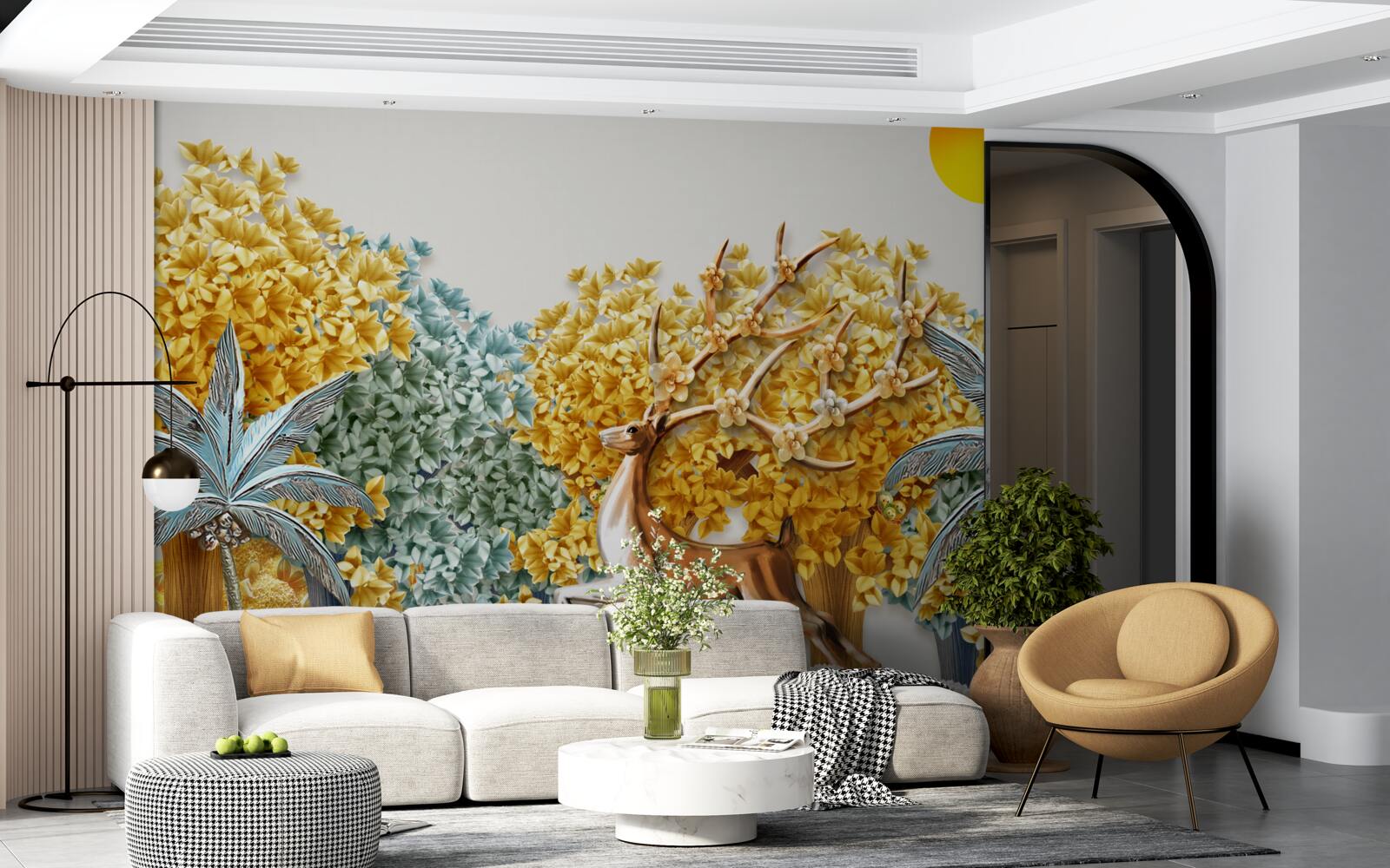 Fotobehang springende herten in een tropisch bos