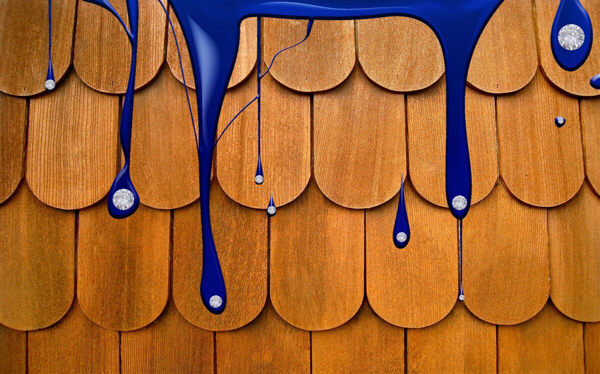 Fotobehang het bruine dak is blauw