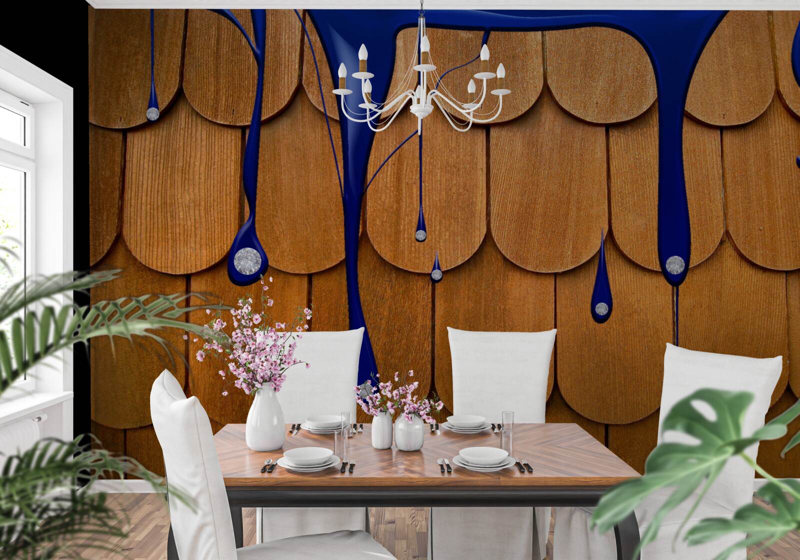 Fotobehang het bruine dak is blauw