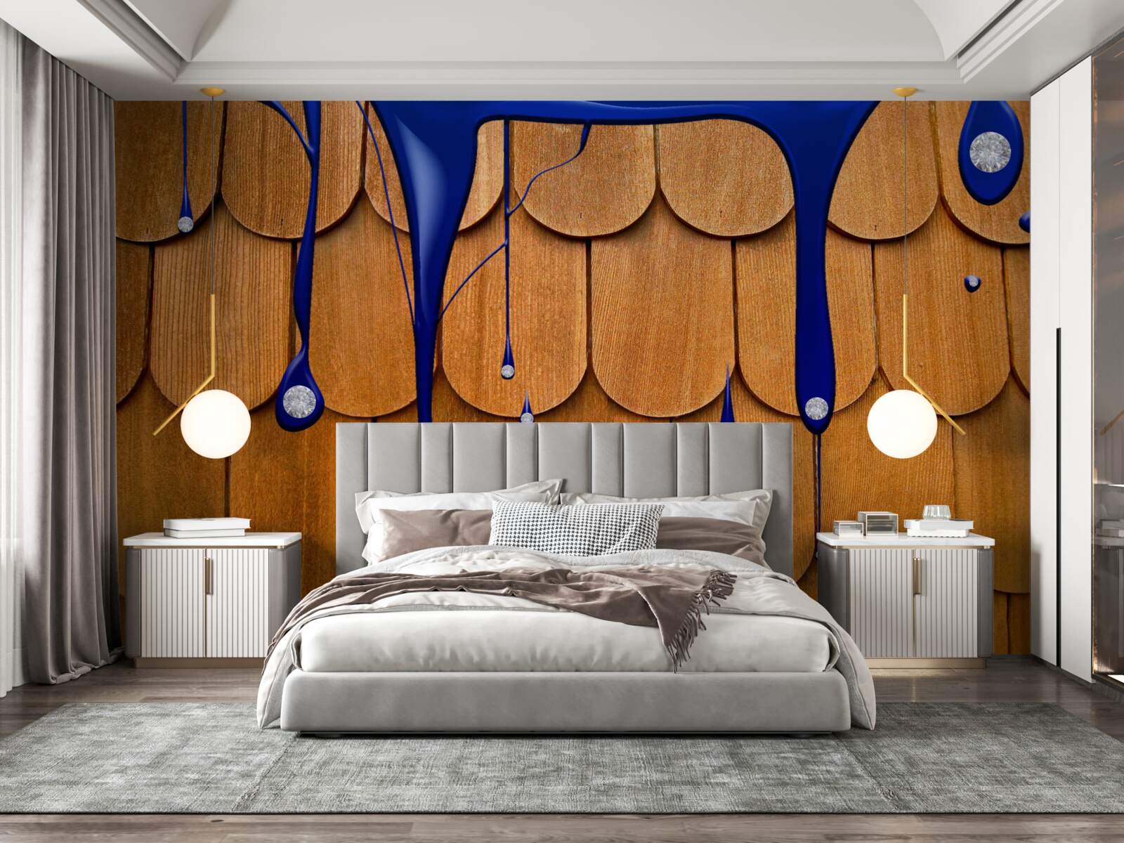 Fotobehang het bruine dak is blauw