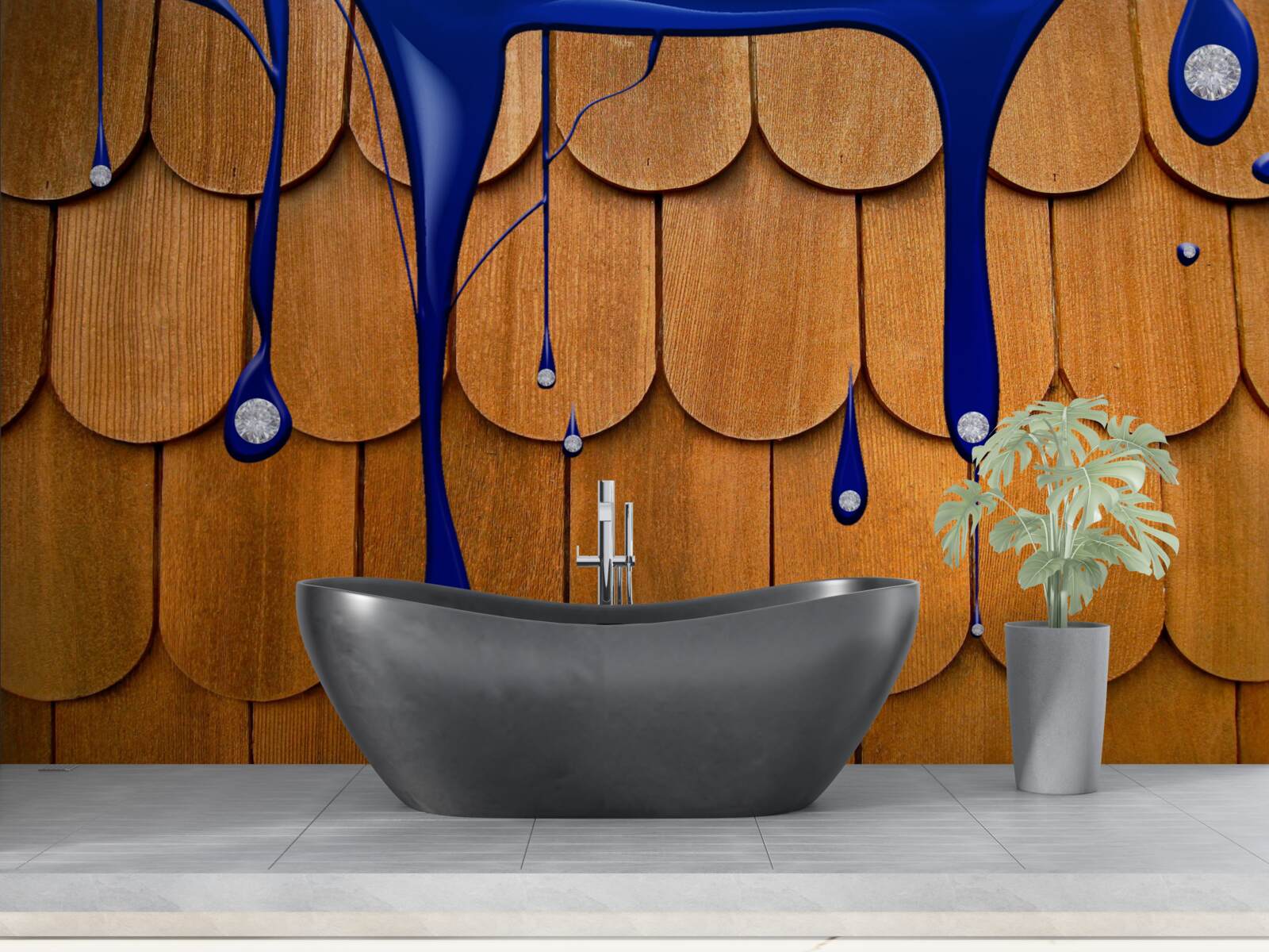 Fotobehang het bruine dak is blauw