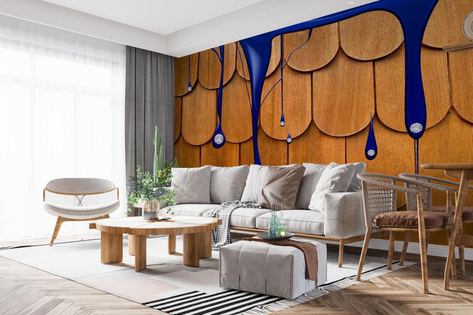 Fotobehang het bruine dak is blauw