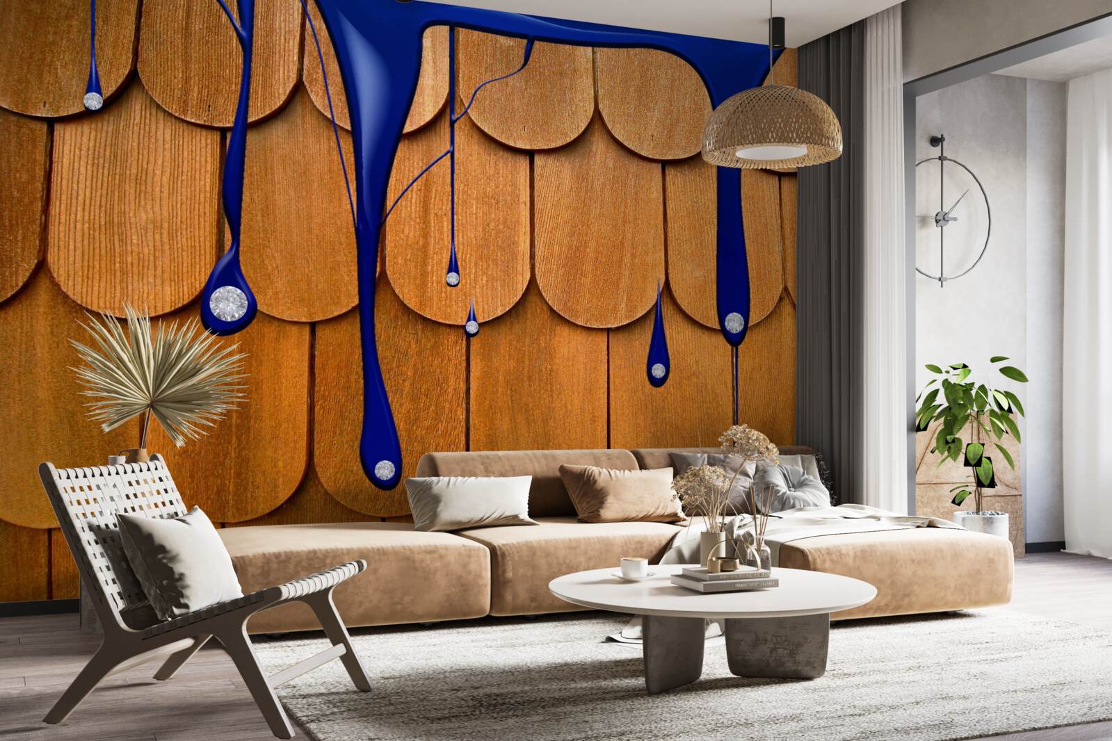 Fotobehang het bruine dak is blauw