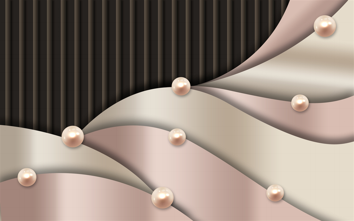 Fotobehang abstracte gouden parels op zijde