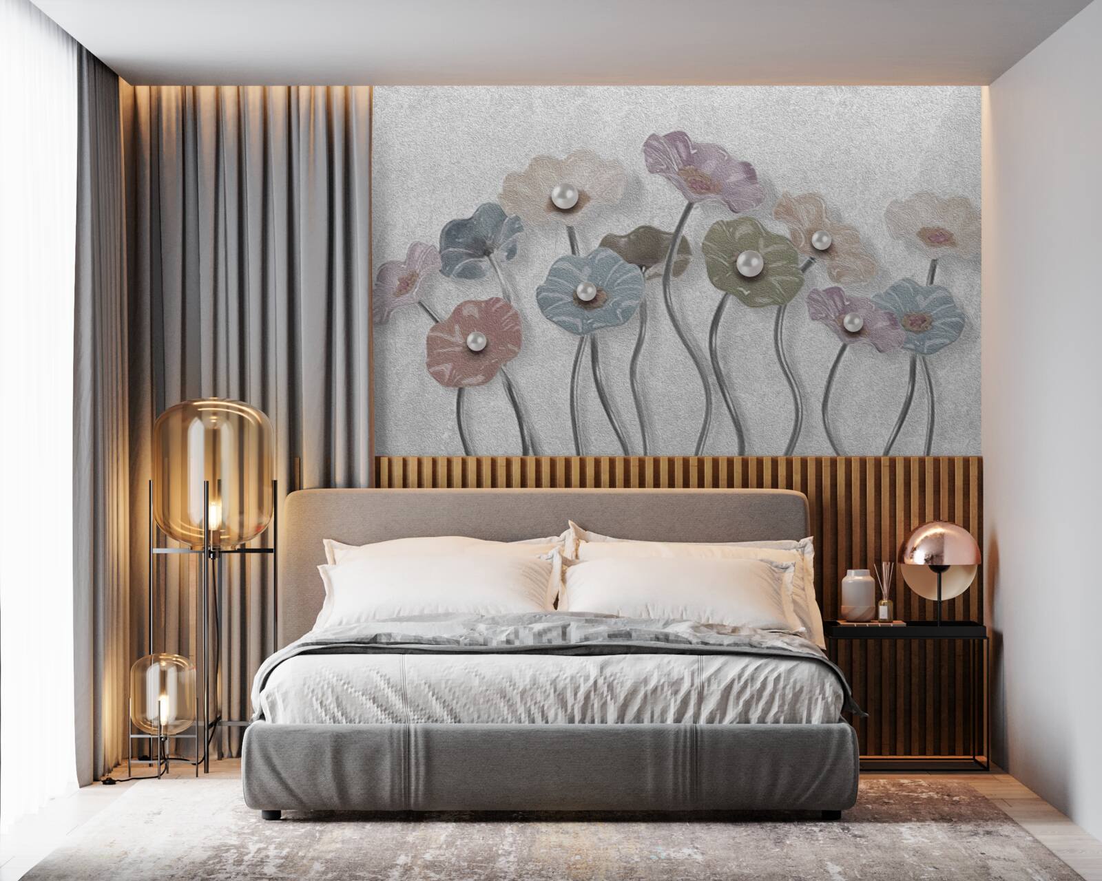 Fotobehang ranke gerbera's verzameld in een boeket van verschillende kleuren