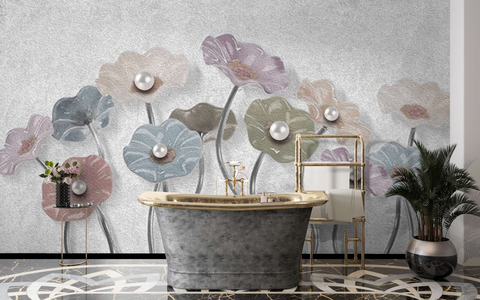 Fotobehang ranke gerbera's verzameld in een boeket van verschillende kleuren